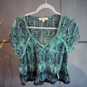Lovestitch Green and Blue Women's Top